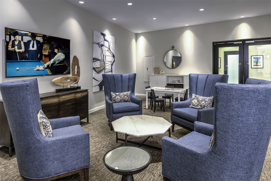 Resident Lounge with satellite TV and ample seating
